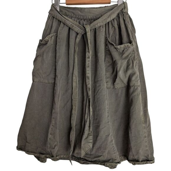 Vero Moda Olive military Green Khaki Lyocell Full Midi Skirt SMALL pockets - Picture 6 of 10